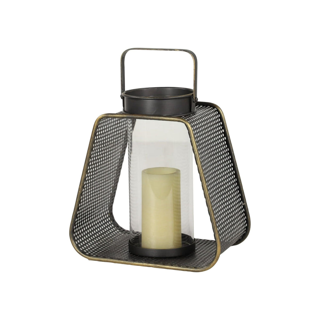 DecMode Indoor 11"W, 15"H Industrial Iron Lantern Black, 1-Piece EasyOptionXY LLC