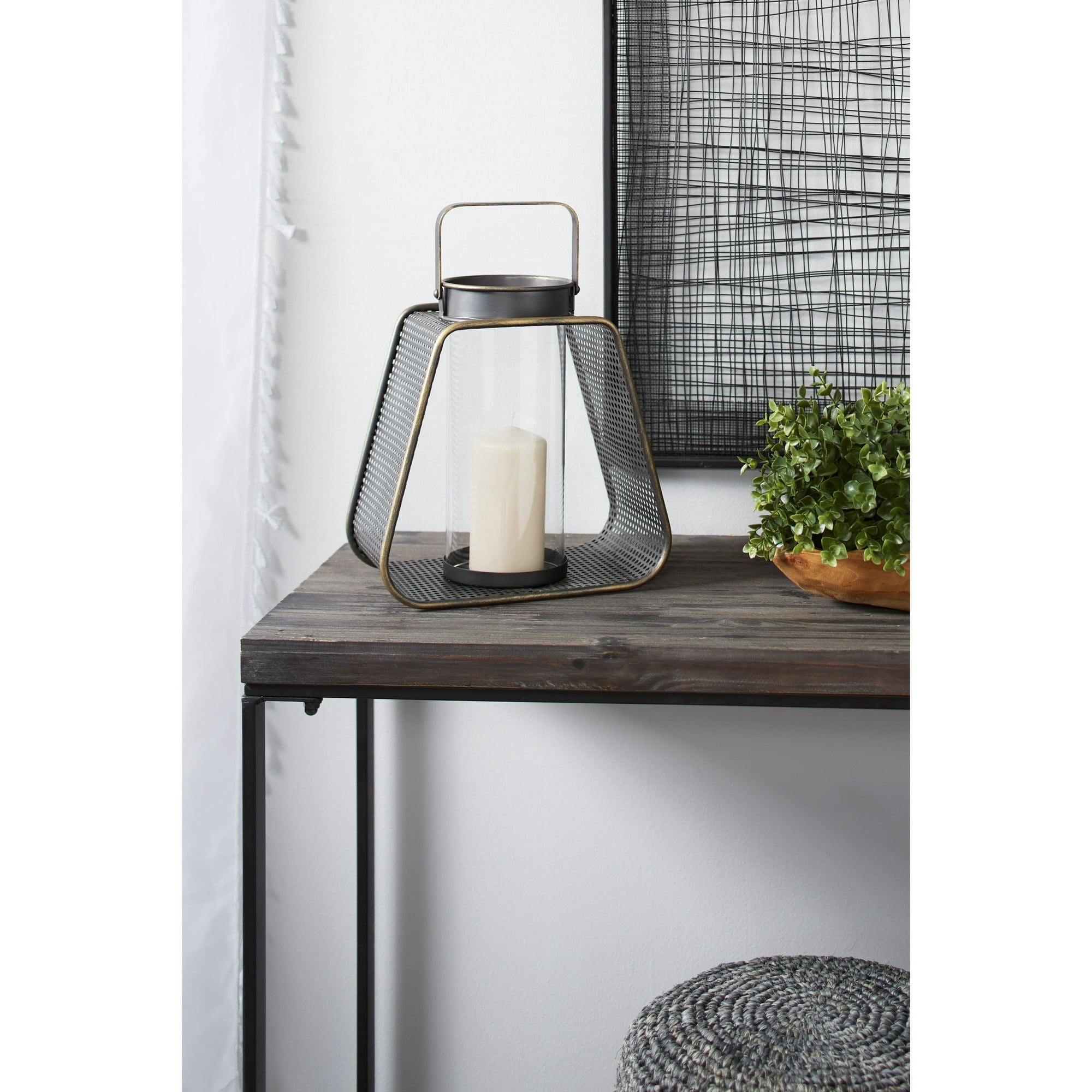 DecMode Indoor 11"W, 15"H Industrial Iron Lantern Black, 1-Piece EasyOptionXY LLC