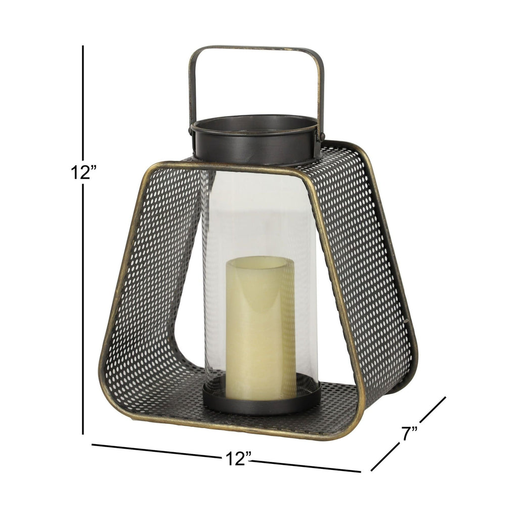 DecMode Indoor 11"W, 15"H Industrial Iron Lantern Black, 1-Piece EasyOptionXY LLC