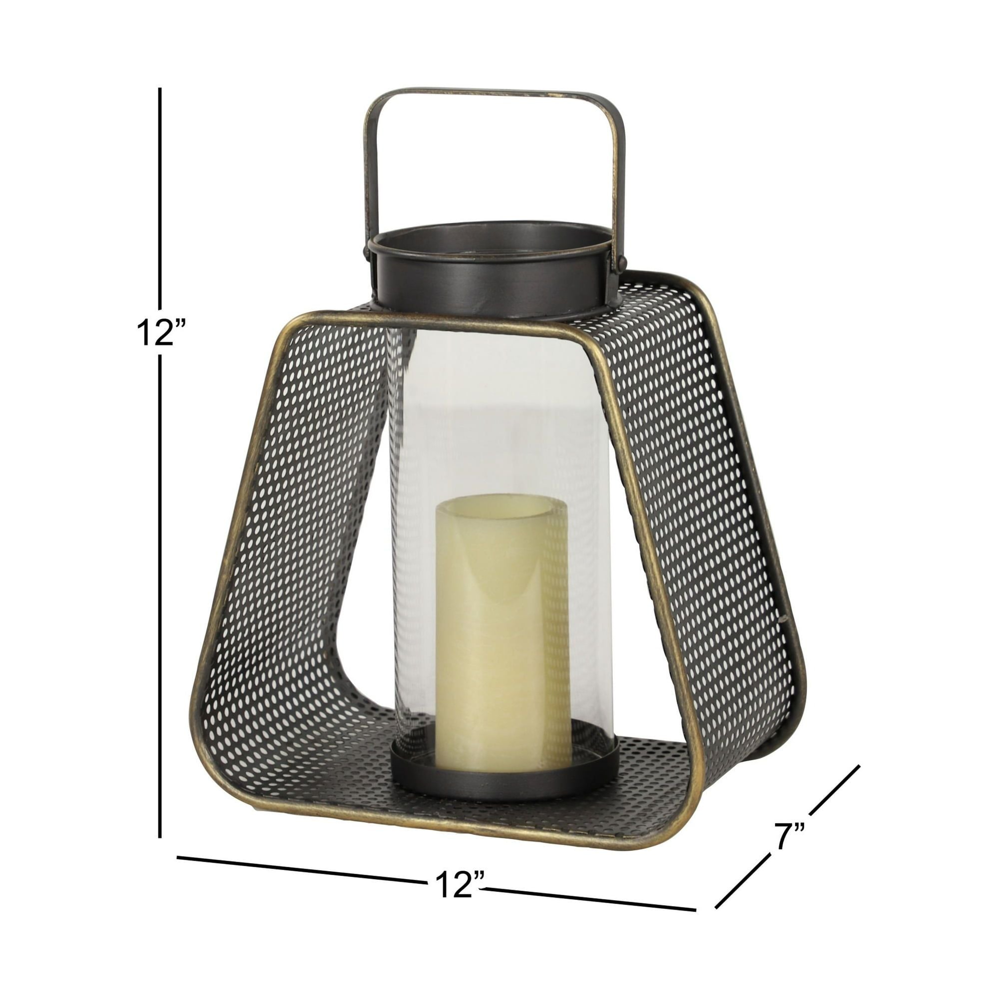 DecMode Indoor 11"W, 15"H Industrial Iron Lantern Black, 1-Piece EasyOptionXY LLC