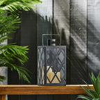 Farnsworth Stainless Steel Outdoor 14" Lantern, Black EasyOptionXY LLC