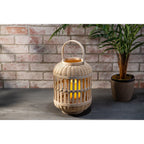 Gerson International 13.38-inch Tall Natural Bamboo Lantern with 6-inch tall battery operated candle EasyOptionXY LLC