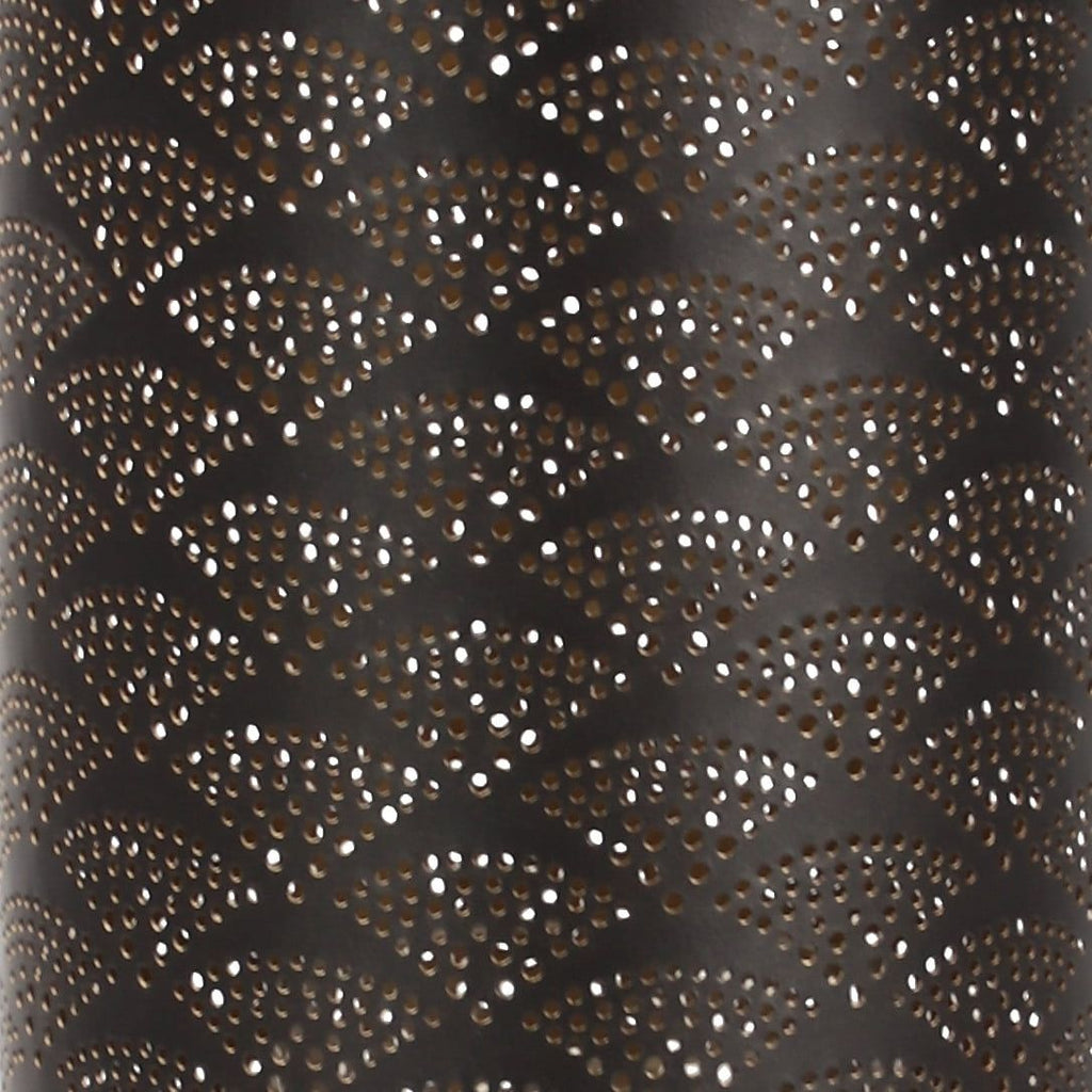 DecMode Modern Style Large Black Cylinder Metal Lantern with Pierced Metal Boho Pattern on Metal Base, 10' x 27' EasyOptionXY LLC