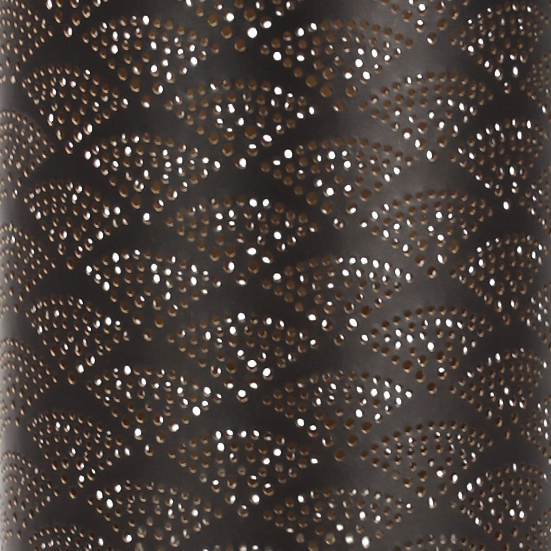 DecMode Modern Style Large Black Cylinder Metal Lantern with Pierced Metal Boho Pattern on Metal Base, 10' x 27' EasyOptionXY LLC