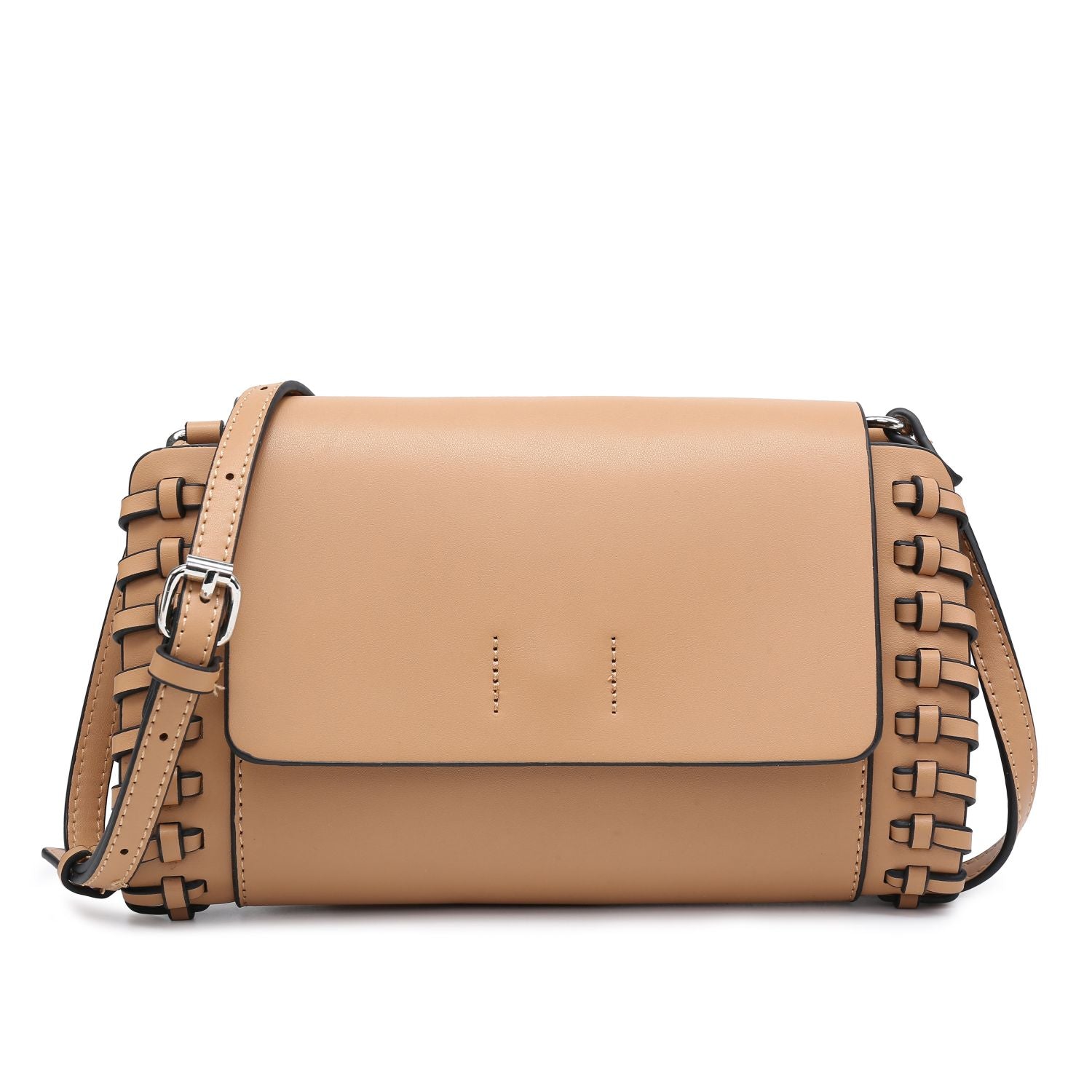 Silver Small Crossbody Bag Tan Compact Black Square Purse With Handcrafted Weave detail - SJB-DIAMOND ELITES