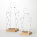 Sullivans 26.75" & 22.25" Modern White Metal Lantern Set of 2 EasyOptionXY LLC