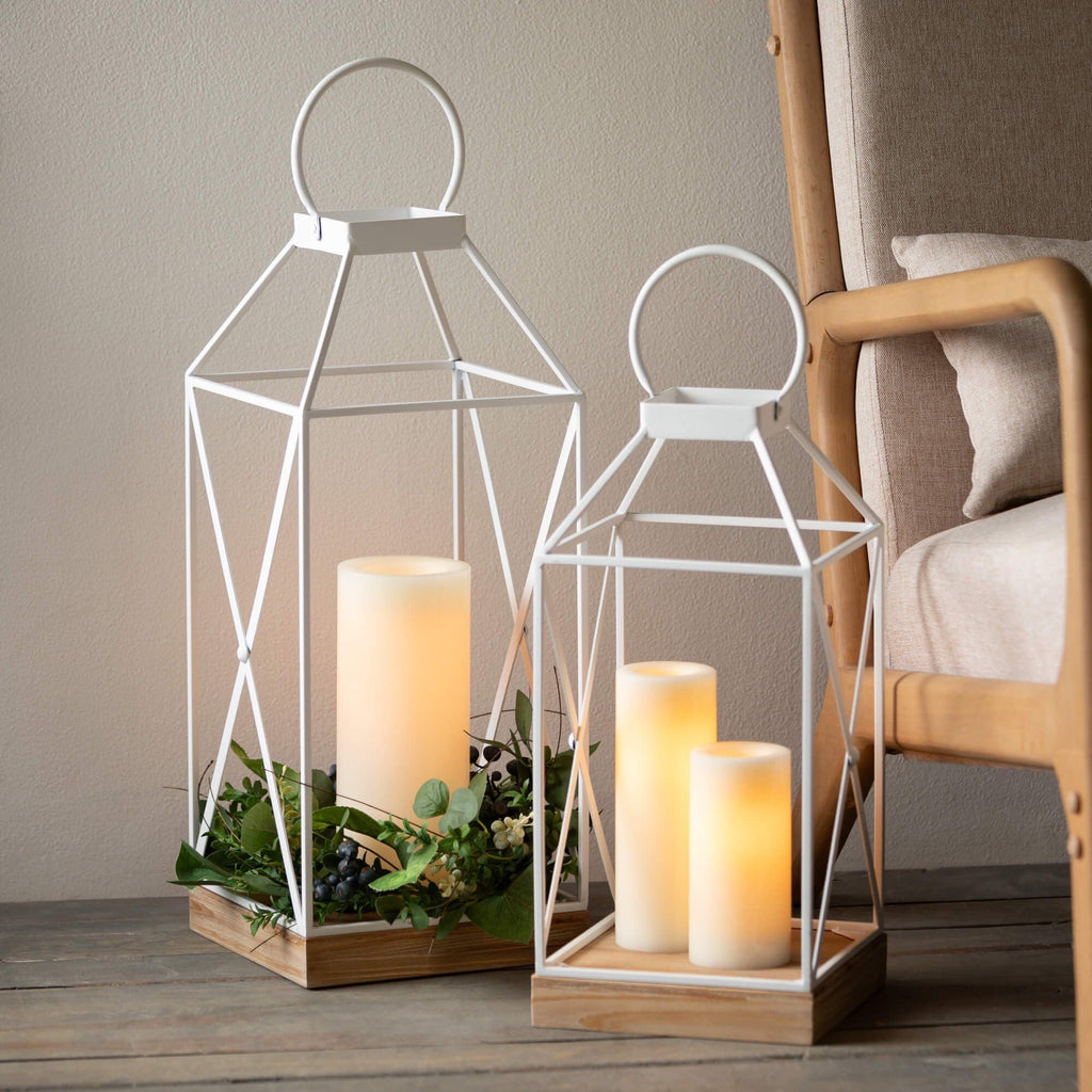 Sullivans 26.75" & 22.25" Modern White Metal Lantern Set of 2 EasyOptionXY LLC