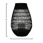 Creative Co-Op Black Rattan Lantern with Glass Insert