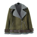 Men's motorcycle clothing lambskin bomber jacket plus velvet thick leather Pi-Mart