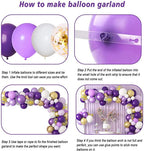 129Pcs Purple And Gold Balloons For Happy Birthday Foil Balloons Banner Circle Dots Garland Birthday Party Decorations Birtdhay Ballons Decoration