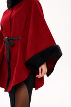 Genuine Scandinavian Mink Fur Double Face Wool Poncho - SJB-DIAMOND ELITES