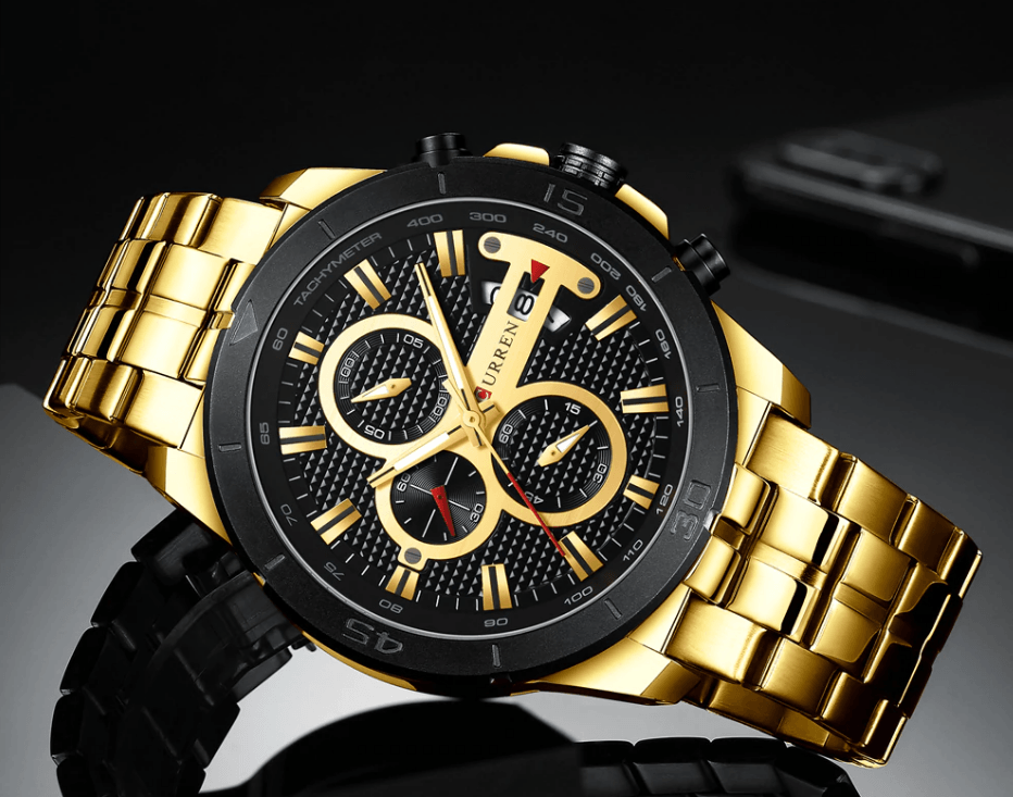 Men's Waterproof  Watch With Chronometers Day View And Fluorescent Hands Unique  Luxury Design  Perfect Gift Stevvex