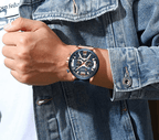 Men's Sports Waterproof Watch With Leather Belts, Chronometers And Large Numbers Details Luxury Watches Unique Design Excellent Gift Stevvex