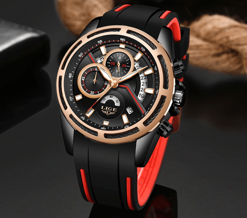 Men's Waterproof Modern Watch With Rubber Straps Multifunction Watches Unique Design Perfect Gift Stevvex