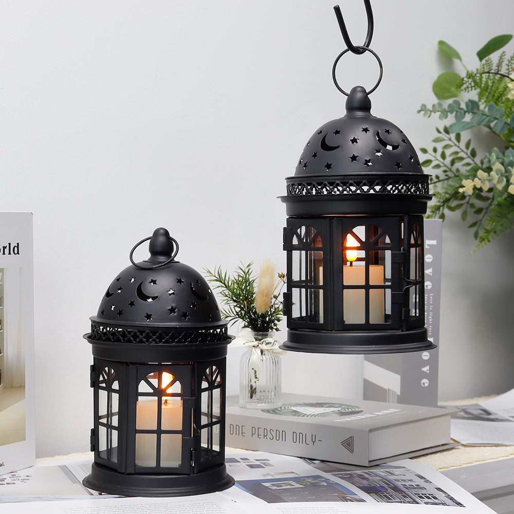 8.5'' H Metal Vintage Hanging Candle Holder Decorative Lanterns (Set of 2) Lootquake LLC