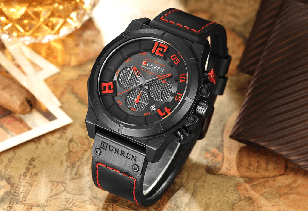 Men's Sport Waterproof Watch With Chronometers Large Numbers And Fluorescent Hands Perfect Gift For Your Man Stevvex