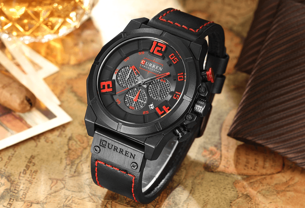 Men's Sport Waterproof Watch With Chronometers Large Numbers And Fluorescent Hands Perfect Gift For Your Man Stevvex