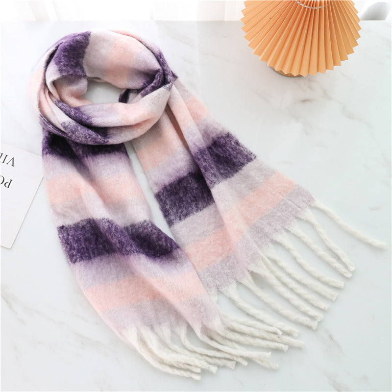 New Luxury Winter Soft Head Wraps Plaid Scarf Shawls Cashmere  Warm Cashmere Scarves Rainbow For Women Stevvex