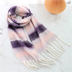 New Luxury Winter Soft Head Wraps Plaid Scarf Shawls Cashmere  Warm Cashmere Scarves Rainbow For Women Stevvex