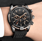 Men's Waterproof Watch With Chronometers Date Display Gold Detail Excellent Background Perfect Gift Stevvex