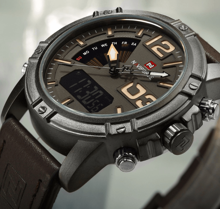 Men's Multifunction Digital Analog Waterproof Watch With Alarm And Automatic Time Zones Unique Design Excellent Gift - SJB-DIAMOND ELITES