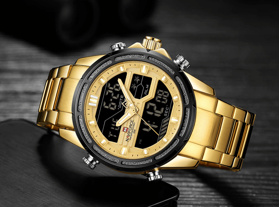 Mens Wrist Watch, Waterproof Analog Digital Watches Multifunction Stainless Steel Business Watches For Man Perfect Gift - SJB-DIAMOND ELITES
