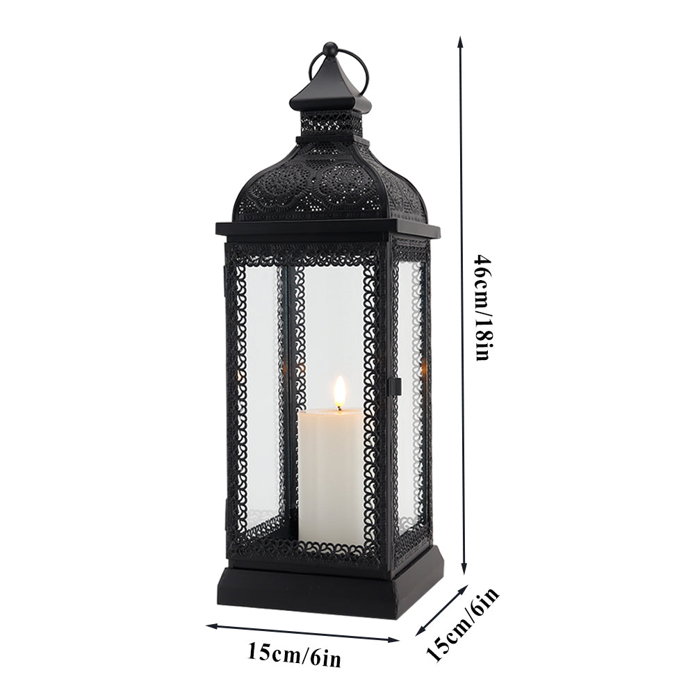 19'' High Rustic Style Metal Candle Lantern (Black) Lootquake LLC