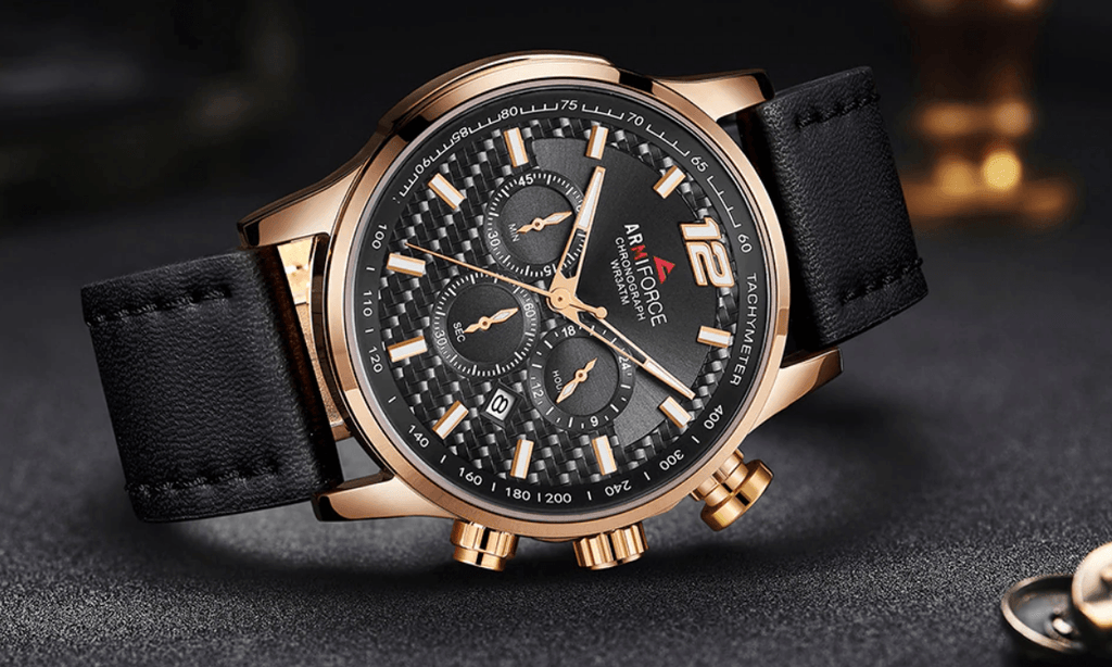 Mens Waterproof Sport Watch With Chronometers Day View And Cross-Matte Background Modern Man Watch Stevvex