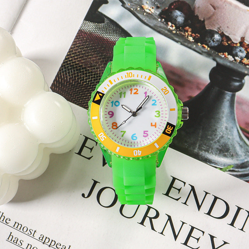 Kids Quartz Watches 50M Waterproof Analog Wristwatches Jelly Clock Students Watch Children PU Band Watch Childrens Analog Wrist Watch With Protective Design Simple Watch For Girls And Boys Stevvex