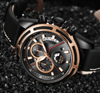 Men's Waterproof Sports  Watch With Leather Belts, Chronometers Day View Fluorescent Pointers Unique Design Perfect Gift Stevvex