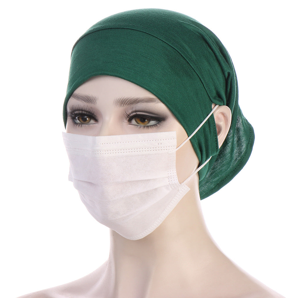 NEW Soft Cotton Hijab Breathable Turban Tie Under Scarf Elegant Ear Hole Stretch Inner Hijabs Lightweight Turban Round Front Under Hijab Caps Female Turban Bonnet Stevvex
