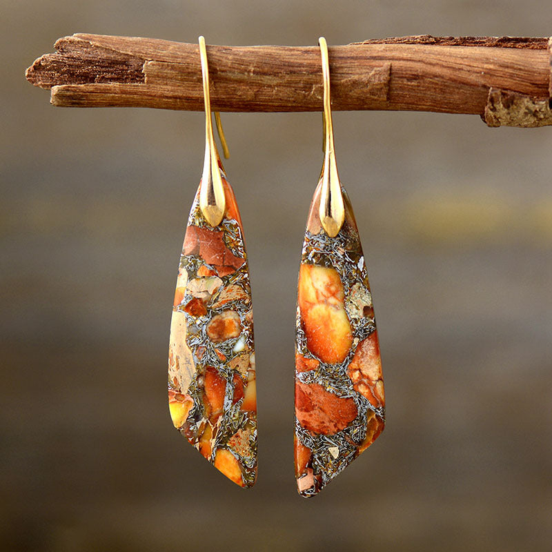 Bohemian Emperor Stone Geometric Pendant Earrings Pi-Mart