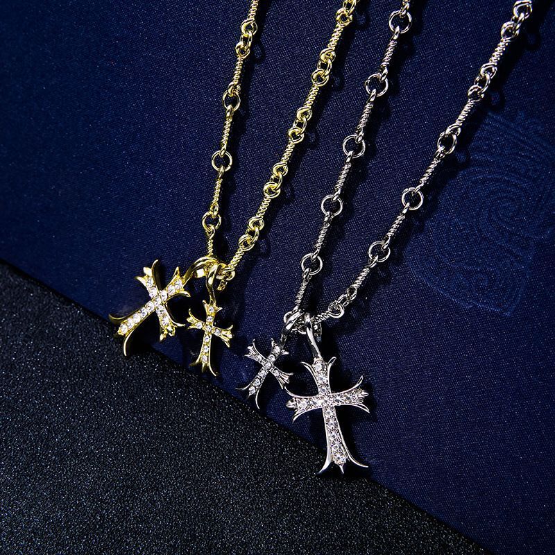 Double Cross Pendant Necklace Pi-Mart