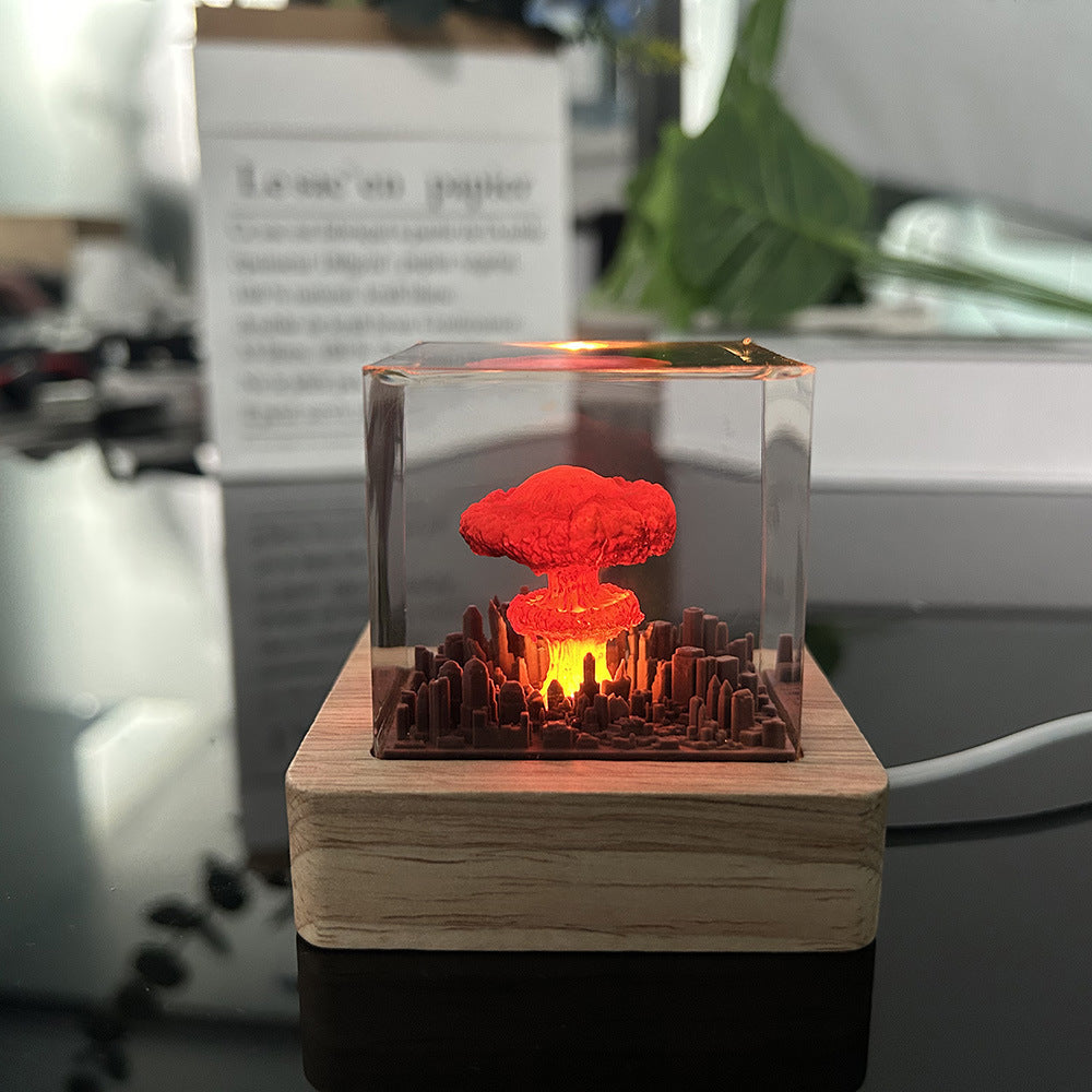Handmade Resin Atomic Bomb Explosion Mushroom Cloud Small Night Lamp Ornaments Pi-Mart