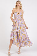 Floral Smocked Back Ruffled Hem Maxi Cami Dress For Summer – Boho Chic, Trendy, Fluttering, Feminine & Effortlessly Stylish Stevvex