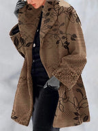 Fashion Retro Women's Lapel Print Wool Jacket