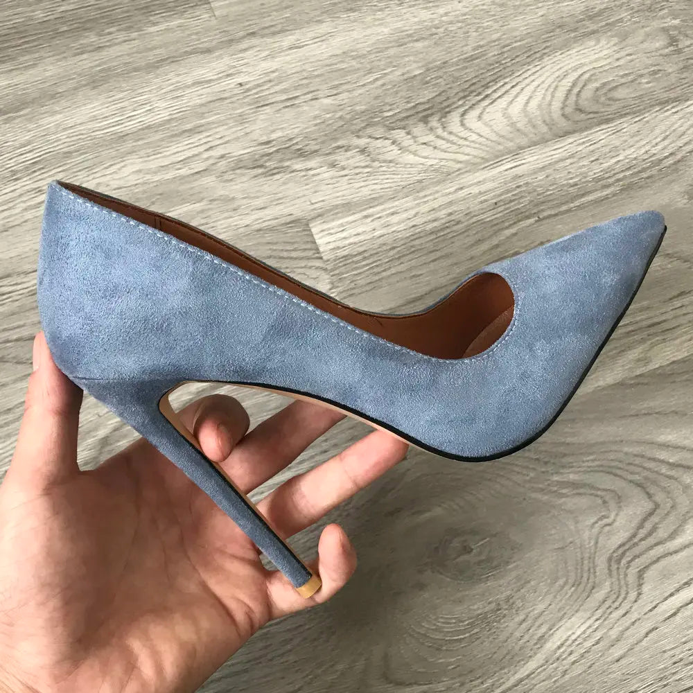 High Heel 12cm Blue Black Suede Women Pumps Super High Heels Sexy Pointed Toe Yellow Pink Satin Heels Womans Shoes 2025 - SJB-DIAMOND ELITES