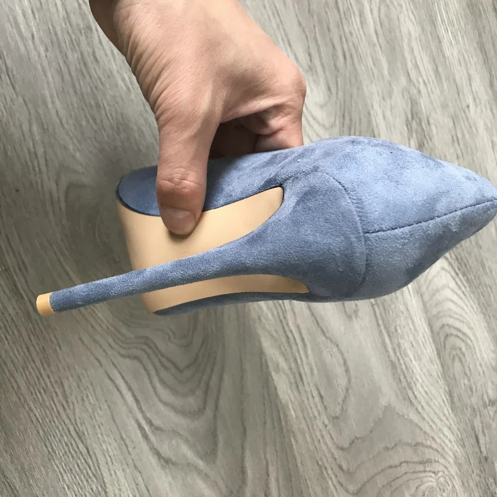 High Heel 12cm Blue Black Suede Women Pumps Super High Heels Sexy Pointed Toe Yellow Pink Satin Heels Womans Shoes 2025 - SJB-DIAMOND ELITES