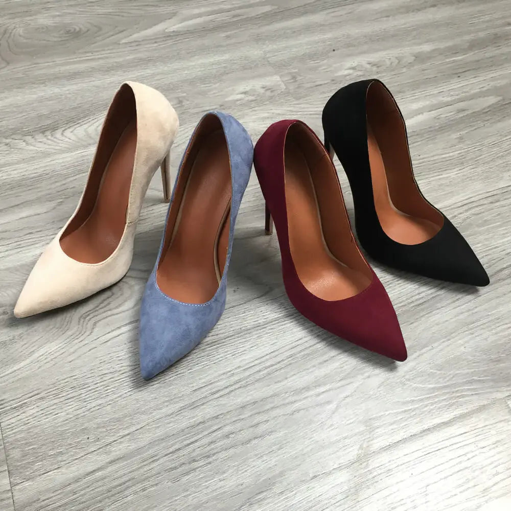 High Heel 12cm Blue Black Suede Women Pumps Super High Heels Sexy Pointed Toe Yellow Pink Satin Heels Womans Shoes 2025 - SJB-DIAMOND ELITES