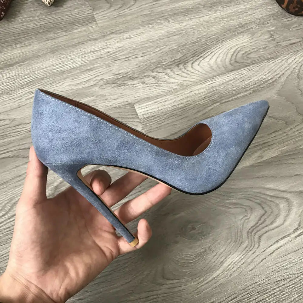 High Heel 12cm Blue Black Suede Women Pumps Super High Heels Sexy Pointed Toe Yellow Pink Satin Heels Womans Shoes 2025 - SJB-DIAMOND ELITES