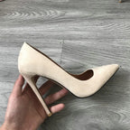 High Heel 12cm Blue Black Suede Women Pumps Super High Heels Sexy Pointed Toe Yellow Pink Satin Heels Womans Shoes 2025 - SJB-DIAMOND ELITES