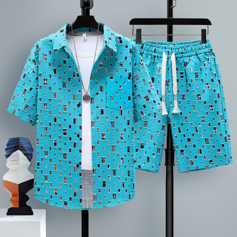 Men's Short-sleeved Suit Youth Student Leisure Sports Cool Shorts Two-piece Set Lootquake LLC