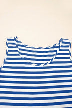 Black Stripe U Neck Sleeveless Loose Fit Mini Dress