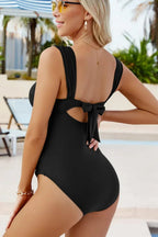 Bright Pink Cut Out Twist Bowknot Backless One Piece Swimsuit