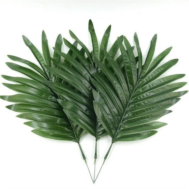 12Pcs 2Kind Large Artificial Fake Monstera Palm Leaves Green Plastic Leaf Wedding Decoration Flowers Stevvex