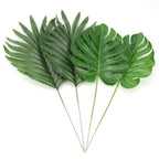 12Pcs 2Kind Large Artificial Fake Monstera Palm Leaves Green Plastic Leaf Wedding Decoration Flowers Stevvex