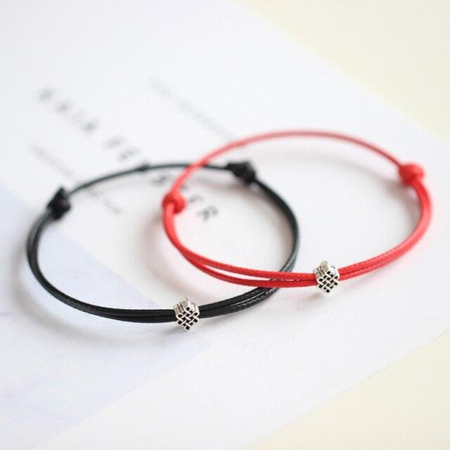 1/2pcs Adjustable Black Red Leather Rope Bracelet Couple Jewelry Handmade Braided Charm Bracelet Adjustable Rope Bracelets Jewelry Gift Bracelets For Men Women Mutual Attraction Handmade Rope For Women Men Stevvex