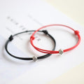 1/2pcs Adjustable Black Red Leather Rope Bracelet Couple Jewelry Handmade Braided Charm Bracelet Adjustable Rope Bracelets Jewelry Gift Bracelets For Men Women Mutual Attraction Handmade Rope For Women Men Stevvex