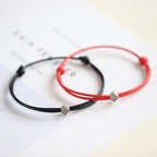 1/2pcs Adjustable Black Red Leather Rope Bracelet Couple Jewelry Handmade Braided Charm Bracelet Adjustable Rope Bracelets Jewelry Gift Bracelets For Men Women Mutual Attraction Handmade Rope For Women Men Stevvex