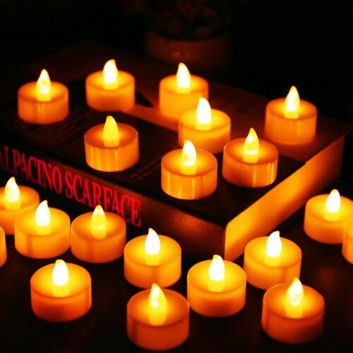12Pcs Battery Operated LED Tea Lights Candles Flameless Wedding Decor  Realistic and Bright Flickering Holiday Gift Flameless LED Electric Candles for Seasonal & Festival Party Home Decoration Stevvex